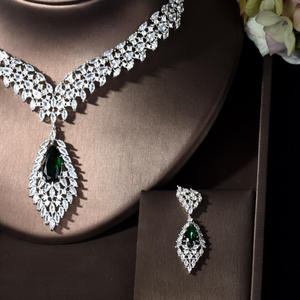 HIBRIDE Brilhante Zirconia Big Water Drop Design Brincos Colar Set Bridal Wedding Dress Acessórios Moda Jóias N-1244 - Product Image 3