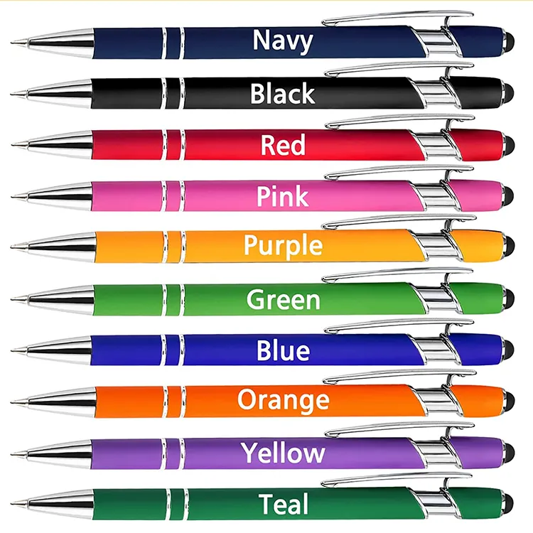 Promotionele Goedkoopste Aluminium Balpen Stylus Pen Met Zachte Rubberen Touch Schermen Goedkope Custom Logo Voor Mobiele Telefoon Balpen