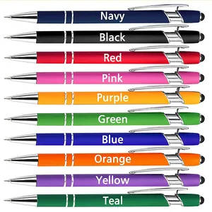 Pena Stylus Ballpoint Aluminium Termurah Promosi dengan Layar Sentuh Karet Lunak Logo Kustom Murah untuk Ponsel Poin Bola