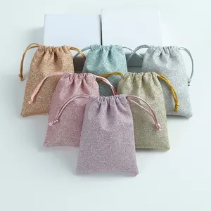 Personalized Your Logo Glittering Jewelry Pouch Bags Custom Small Drawstring Bags