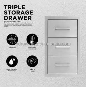 Stainless Steel Built-in Barbecue Grill with Three Drawers, Commercial Grade Weather Resistant <b>Outdoor</b> Kitchen <b>Storage</b> <b>Cabinet</b> - Product Image 5