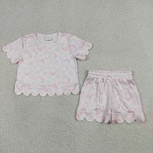 En stock: Conjunto de ropa de verano para niñas con estampado de conchas y diseño festoneado, atuendos infantiles al por mayor, nueva moda para bebés, ropa de hermanas de fábrica. - Product Image 2