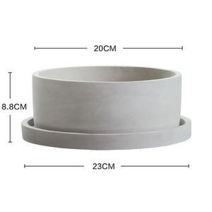 Pot bunga semen beton Dekorasi Rumah, mangkuk bentuk alami warna alami dengan piring - Product Image 2