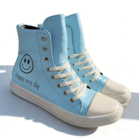 Chaussures décontractées personnalisées avec logo sérigraphié, baskets de luxe montantes à lacets pour femme, bottes plates streetwear à fermeture éclair