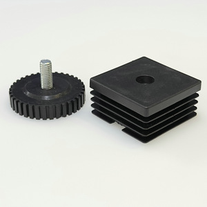Furniture Leg 50mm <b>Square</b> Plastic Nut Plug <b>Adjustable</b> Feet Black Modern Design Easy Installation Table Use - Product Image 2