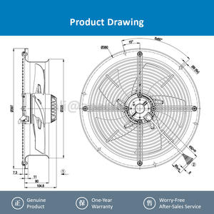 Ventilateur axial de refroidissement à inversion entièrement métallique à roulement à billes ebmpapst W2D300-CP02-30 300 mm 230/400 V électrique 210 W 2580 tr/min 0,62/0,36 A - Product Image 4