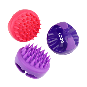 Logo personalizzato da donna in Silicone per cuoio capelluto Shampoo per capelli in plastica compatta spazzola per capelli massaggiatore per la crescita dei capelli testina esfoliante - Product Image 5
