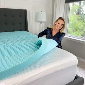 <span class=keywords><strong>Surmatelas</strong></span> en mousse à mémoire <span class=keywords><strong>de</strong></span> <span class=keywords><strong>forme</strong></span> 30D à 5 zones, respirant, rafraîchissant, hypoallergénique, infusé <span class=keywords><strong>de</strong></span> gel, 3 pouces, avec housse amovible en <span class=keywords><strong>bambou</strong></span> pour chambre à coucher - Product Image 6
