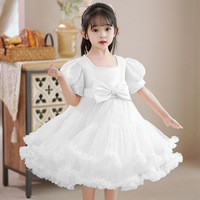 Robe tutu de baptême pour bébé, robe de princesse élégante, motif fleur perlée blanche, costume formel de soirée pour enfants