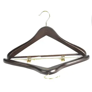 Custom Personalized Brand Hanger Heavy Duty Antique Brass Wooden Coat Hangers