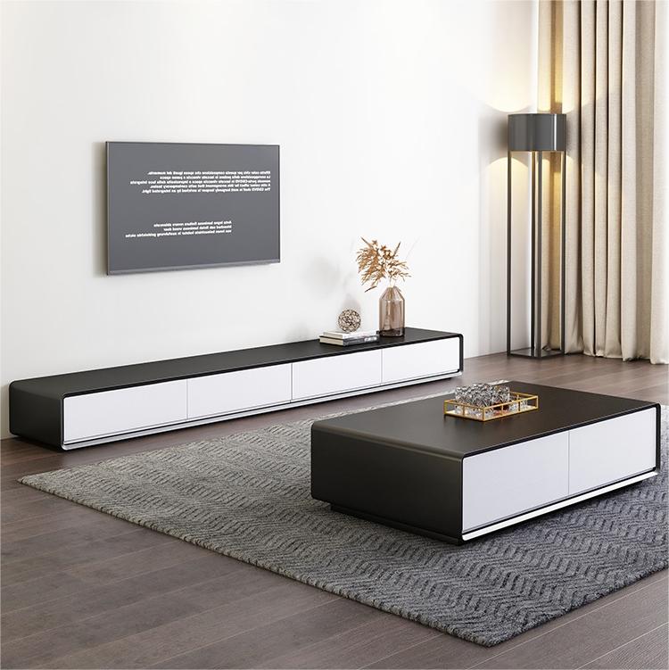 Simple Home Indoor Wooden Furniture Wholesale Modern Coffee Table Set Television Wooden Luxury Media Console TV Stand