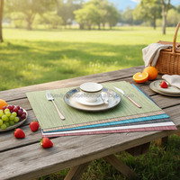 Set de table en PVC résistant à la chaleur, motif bambou artificiel, imperméable, coloré, pour restaurant, anti-taches, pour assiette à dîner