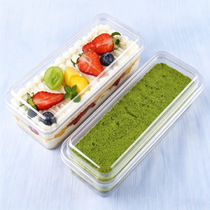 Récipient élégant en plastique PS transparent recyclable avec couvercle à fermeture rapide pour fruits, pâtisseries, mousses, tiramisu, gâteaux à étages, desserts - Product Image 1