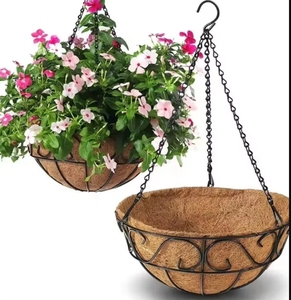<span class=keywords><strong>Panier</strong></span> de Jardinière Suspendu <span class=keywords><strong>en</strong></span> Métal avec Chaîne Doublure <span class=keywords><strong>en</strong></span> Coco Cintre Fil Rond Décoration de Jardin Paniers Suspendus Intérieur Extérieur - Product Image 1