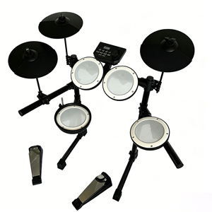 Batterie électronique professionnelle cinq fûts quatre cymbales, construction à peaux de batterie en mesh <span class=keywords><strong>double</strong></span> zone, design pliable, <span class=keywords><strong>double</strong></span> couche métallique - Product Image 1