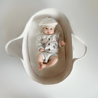 Table à langer en corde de coton avec poignées, panier à couches portable pour bébé, panier à langer tendance pour bébé