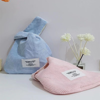 Cadeaux promotionnels Mini coton tissu velours côtelé noeud poignet téléphone portable changement sacs de rangement Logo personnalisé