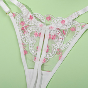 Ensemble de Lingerie 4 Pièces Sexy en Dentelle Transparente avec Bretelles de Jarretière 3D, Motifs Papillon et Cœur, Lingerie Assortie, Contrôle Moyen - Product Image 6