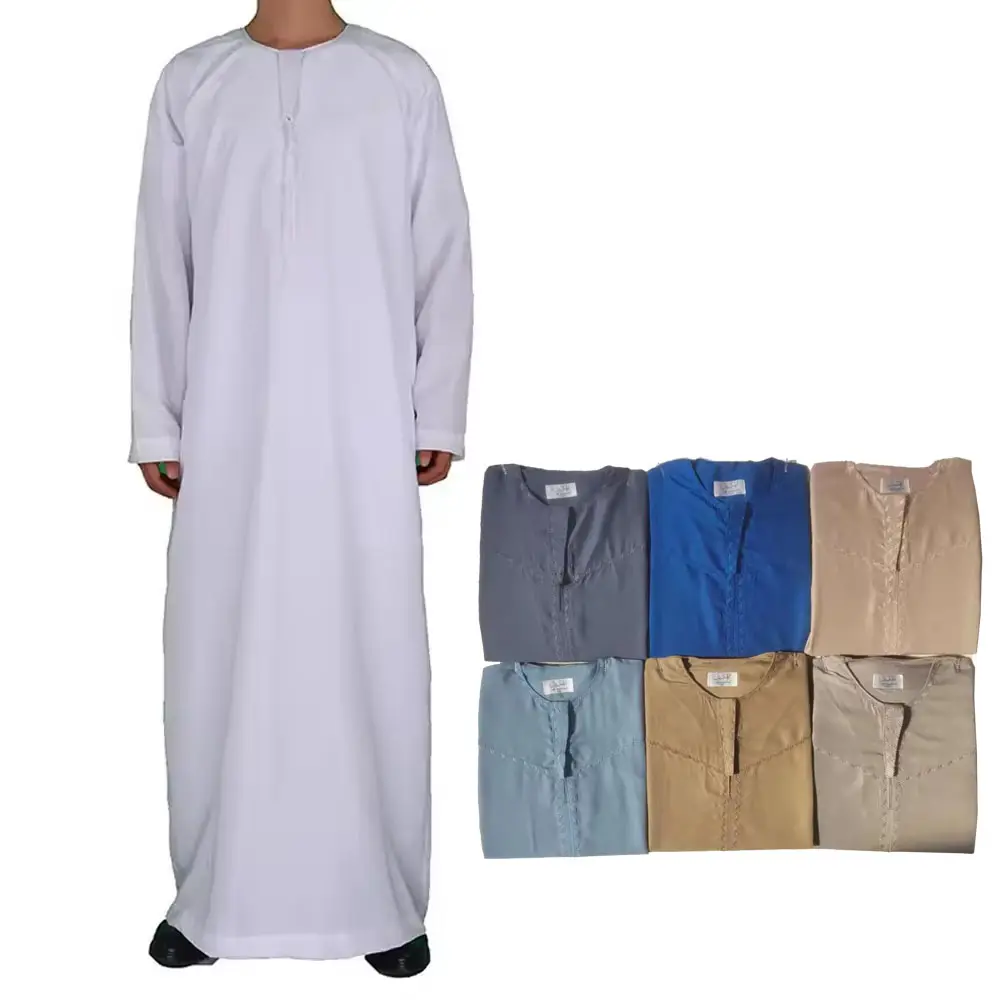 Khamis arabe islamique marocain qatar blanc hommes jalabiya kurta pyjama design vêtements pour hommes noir avec jean thobe hommes musulmans