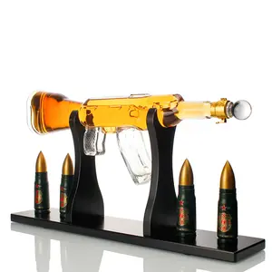 Garrafa de vidro para pistola de uísque Ak47 em forma de arma, garrafa de vidro para pistola de uísque