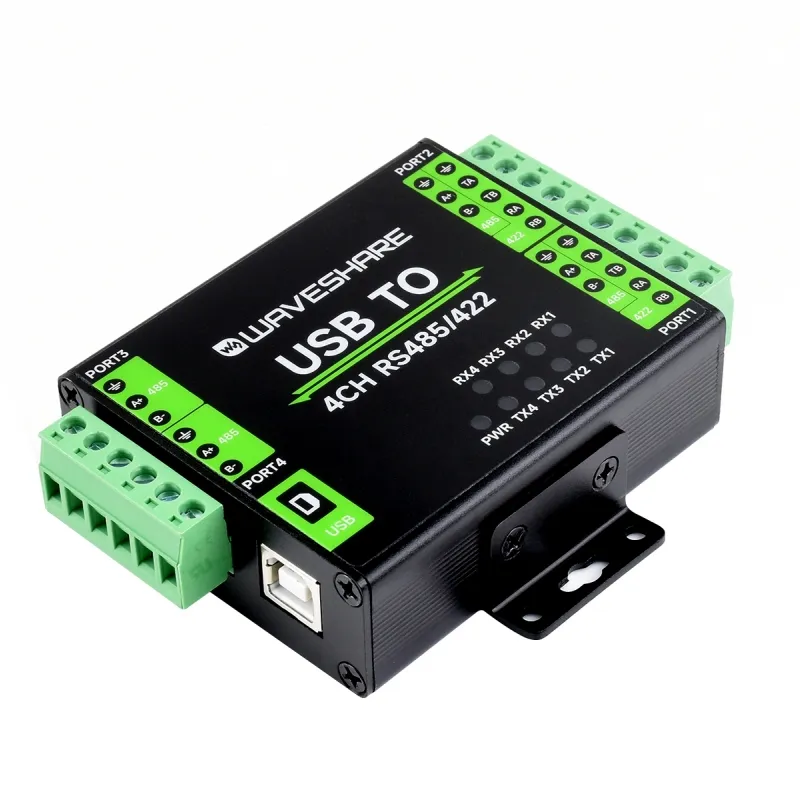 Industrial Isolated USB to RS485/422 Converter Original FT4232HL Chip Supports USB to 2Ch RS485 + 2Ch RS485/422 Rail-Mount