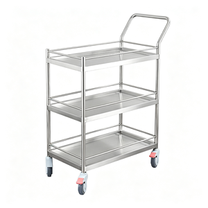 Carrito de Servicio Móvil de Acero Inoxidable de 3 Niveles, Carrito de Servicio Resistente con Ruedas para Restaurantes, Cocinas, Hoteles y Cafeterías - Product Image 1