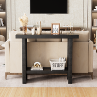Table console rustique de 39,3 pouces avec plateau en bois épais de 1,9 pouces, table de couloir étroite à 3 niveaux pour salon, couloir, hall d'entrée