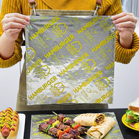 Papier d'aluminium jetable personnalisé, isolant, résistant à la graisse, imperméable, de qualité alimentaire, pour l'emballage des hamburgers et des sandwichs