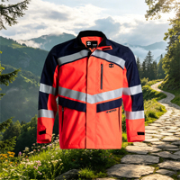 Veste de travail haute visibilité rouge fluorescente JIADE pour hommes, conforme à la norme EN ISO 20471, vêtements de travail réfléchissants pour hommes.