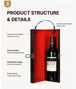 Emballage élégant pour bouteille noire et rouge avec construction durable, couleurs personnalisées et doublure douce pour les célébrations, boîte cadeau pour vin - Product Image 4