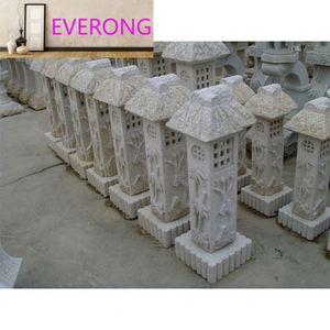 Luce decorativa della lanterna del giardino giapponese del granito naturale all'aperto intagliato a mano per il paesaggio del cortile - Product Image 5