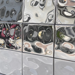 201 304 vàng mảnh màu xanh đồng nước gợn gương 300*300mm hạt lớn nền khảm kim loại - Product Image 1