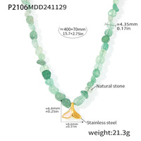 Collar de la Serie Ocean, Chapado en Oro de 18K, Acero Inoxidable, Piedra Natural, Colgante de Doble Capa con Forma de Delfín, Gargantilla con Cuentas de Aguamarina