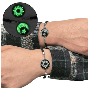 Bracciale per Coppie Suxuan Jewelry in Acciaio Inossidabile con Doppio Sole e Luna, Luminescente al Buio, Bracciale per San Valentino per Uomini e Donne - Product Image 1