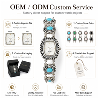 Montre-bracelet vintage en pierre turquoise pour femme, cadran en nacre argentée antique, bijoux, OEM ODM