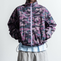 Veste coupe-vent en nylon Ripstop avec passepoil camouflage personnalisé OEM, veste vintage surdimensionnée pour homme, veste streetwear à fermeture éclair intégrale