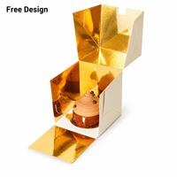 Boîte à cupcakes individuels personnalisée en gros, intérieur doré, emballage pliable en carton pour mini-gâteaux et desserts, fournisseur OEM