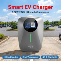Borne de recharge murale triphasée 7KW 11KW 22KW pour VE, application 4G+BT, démarrage par carte, IP55/IP65, ABS V0, station de recharge CE/TUV