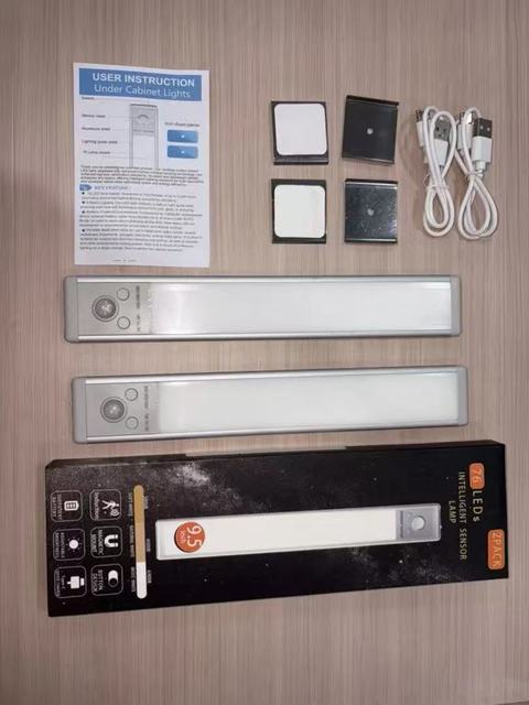 24cm 30 cm 20cm Modern Cabinet Lighting 2 Pack Rechargeable Motion Sensor Light Indoor 5 Levels Dimmable Magnetic Cabinet Light