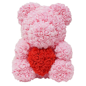 Ours en fleurs séchées faits à la main, roses et fleurs en savon, boîte <span class=keywords><strong>cadeau</strong></span> avec ours en peluche <span class=keywords><strong>pour</strong></span> mariage et anniversaire - Product Image 1