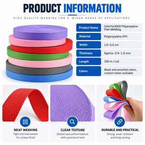 Ready Stock 900D Black Polypropylene PP Plain Woven <b>Webbing</b> Durable <b>Strap</b> for Bag Handle Backpack Garment Accessories - Product Image 2