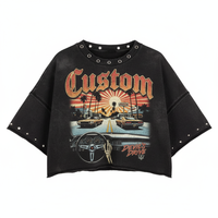 T-shirts personnalisés DTG pour hommes, tricotés, avec broderie de strass, col design, streetwear, sans manches, graphiques, oversize, en coton, été