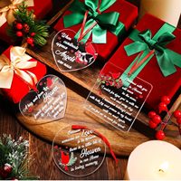 Ornements commémoratifs personnalisés en acrylique rouge cardinal transparent, Noël au paradis et cadeaux de sympathie pour la perte d'un être cher
