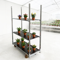 Chariot danois réglable en acier galvanisé à plusieurs niveaux pour plantes en pot et fleurs, idéal pour les centres de jardinage