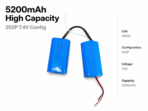 定制2S2P 7.4V 5200mAh 18650锂离子电池组 高容量可充电电池带连接器 OEM ODM 批发 - Product Image 1