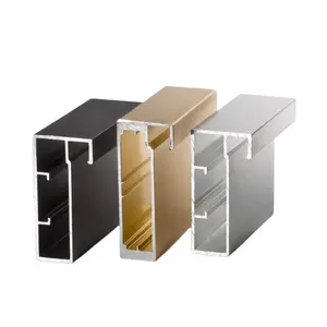 Marco de armario de aleación de aluminio de grano de madera 6063, personalizado por el fabricante, para perfil de armario de cocina