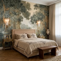 Papier peint mural auto-adhésif vintage, paysage forestier estompé, botanique classique, rustique, arbre, pour la décoration murale du salon et de la chambre