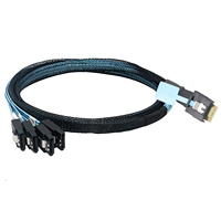Câble adaptateur PCIE Slimline SAS SFF-8654 4I 38P en cuivre étamé anti-déformation avec sangle de traction 4X SATA Mâle pour SSD de serveur haute vitesse