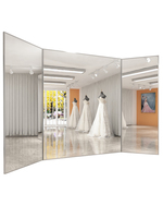 Miroir carré antidéflagrant ultra-mince à LED au design moderne, cadre en métal personnalisé, trois faces de luxe pour les vanités de robe de mariée
