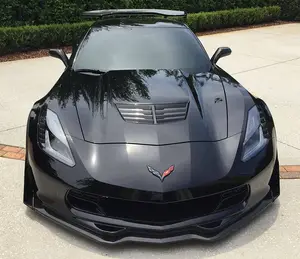 Передняя губа из углеродного волокна для Chevrolet Corvette C7, передний сплиттер, идеальная установка